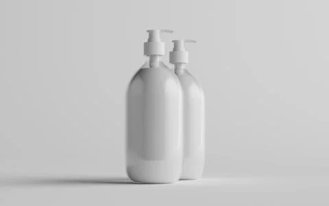 Transparent Plastic Pump Bottle Mock-Up - Liquid Soap, Shampoo Dispenser - Tw Stock Illustration