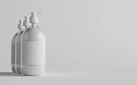 Transparent Plastic Pump Bottle Mock-Up - Liquid Soap, Shampoo Dispenser - Th Stock Illustration