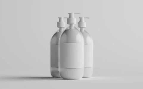Transparent Plastic Pump Bottle Mock-Up - Liquid Soap, Shampoo Dispenser - Th Stock Illustration