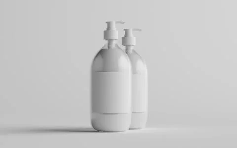 Transparent Plastic Pump Bottle Mock-Up - Liquid Soap, Shampoo Dispenser - Tw Stock Illustration