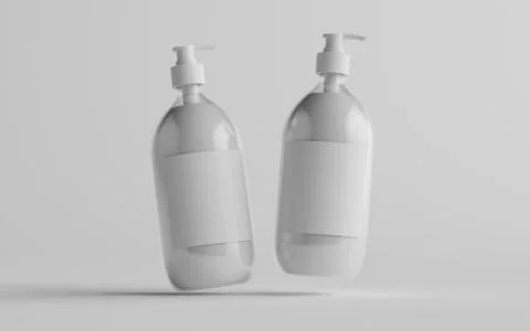 Transparent Plastic Pump Bottle Mock-Up - Liquid Soap, Shampoo Dispenser - Tw Stock Illustration