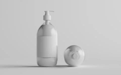 Transparent Plastic Pump Bottle Mock-Up - Liquid Soap, Shampoo Dispenser - Tw Stock Illustration