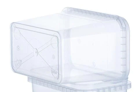 Transparent plastic rectangular container with transparent lid - 1000 ml, squ Stock Photos