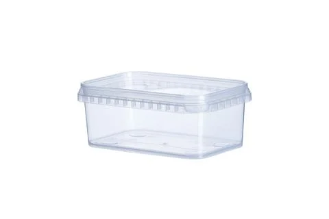 Transparent plastic rectangular container with transparent lid - 500 ml, squa Stock Photos