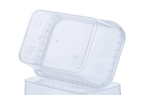 Transparent plastic rectangular container with transparent lid - 500 ml, squa Stock Photos