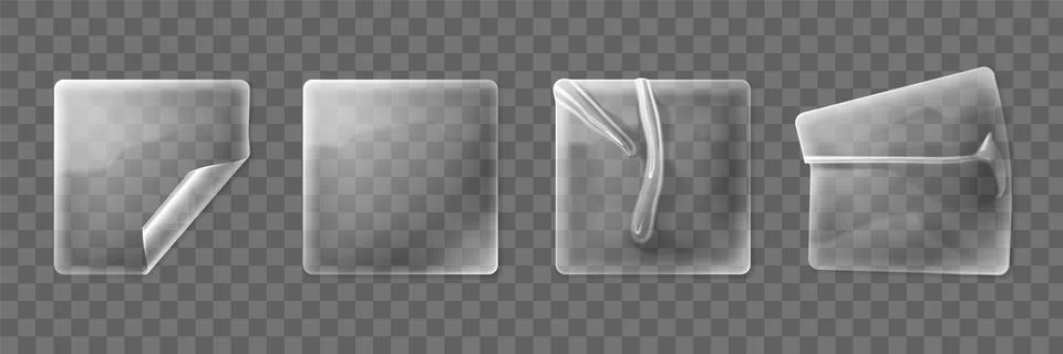 Transparent plastic sticker set Stock Illustration