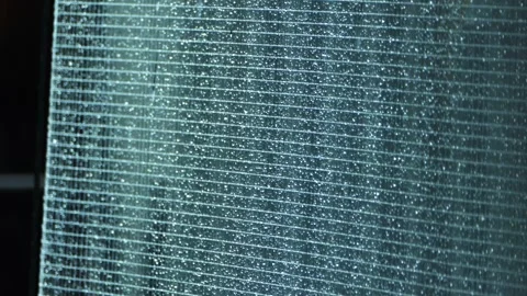 Transparent polycarbonate corrugated sheet surface with water droplets Stock Footage 348170316
