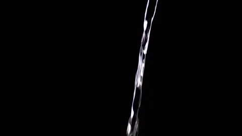 Transparent Pouring Stream of Clean Water Flowing on Isolated Black Background Stock-Footage 263820146