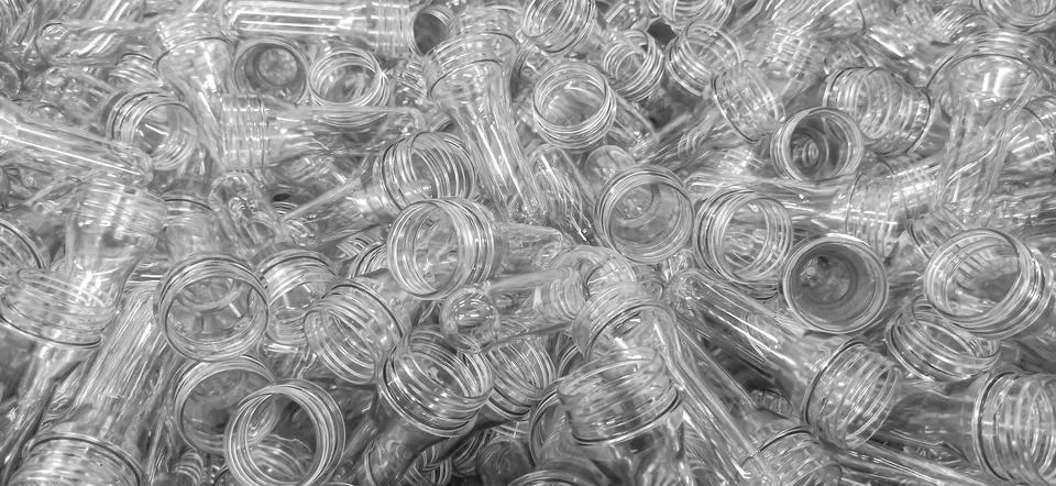 Transparent preform for making plastic bottles for milk, water and other PE.. Stock Photos