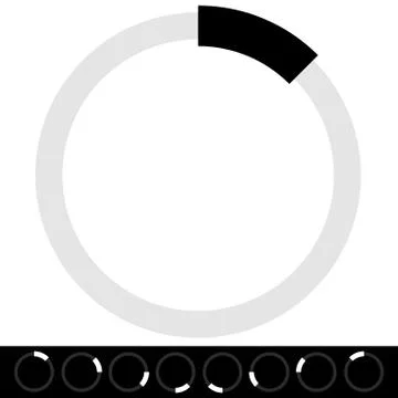 Transparent preloader or buffer shapes, symbols. Circular progress indicators Illustrazione stock
