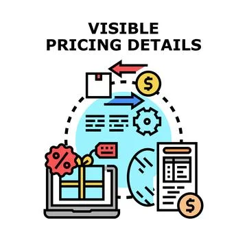 Transparent pricing details displaying value product information Stock Illustration