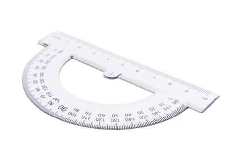Transparent protractor isolated on a white background. Stock Photos
