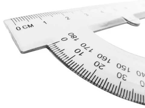 Transparent protractor isolated on a white background. Stock Photos