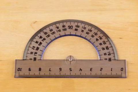 Transparent protractor for pupils Stock Photos