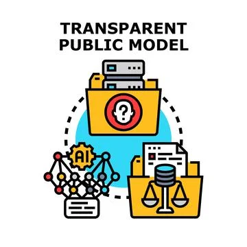 Transparent public model concept with data sharing Stock Illustration