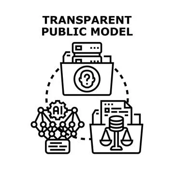 Transparent public model concept with data sharing Stock Illustration