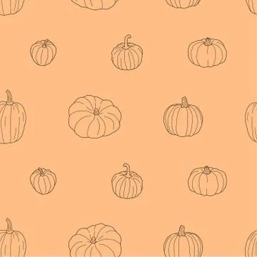 Transparent pumpkin pattern. Vector illustration isolated on orange backgroun 库存插图