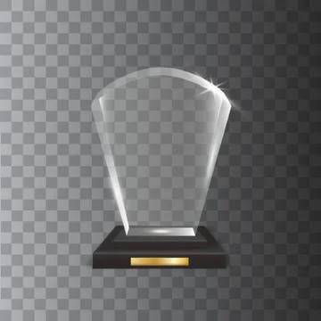 Transparent Realistic Blank Vector Acrylic Glass Trophy Award Stock Illustration