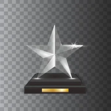 Transparent Realistic Blank Vector Acrylic Glass Trophy Award Stock Illustration