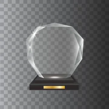 Transparent Realistic Blank Vector Acrylic Glass Trophy Award Stock Illustration