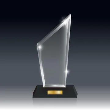 Transparent Realistic Blank Vector Acrylic Glass Trophy Award Stock Illustration