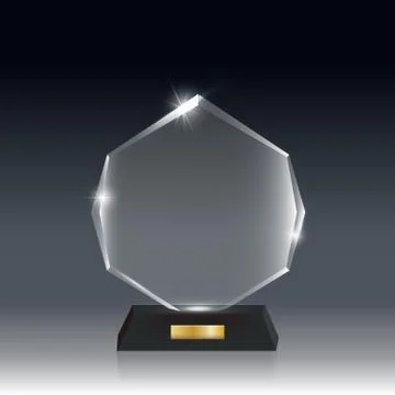 Transparent Realistic Blank Vector Acrylic Glass Trophy Award Stock Illustration