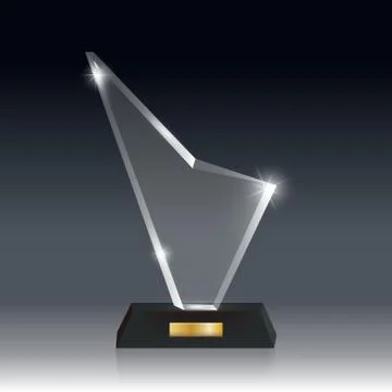 Transparent Realistic Blank Vector Acrylic Glass Trophy Award Stock Illustration