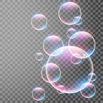 Transparent realistic bubbles with reflections Stock Illustration