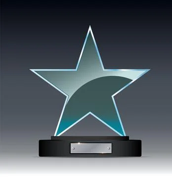 Transparent realistic empty vector acrylic glass trophy award on a gray Stock Illustration