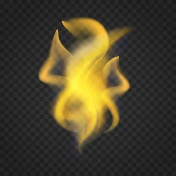 Transparent realistic fire flames isolated on dark background Stock Illustration
