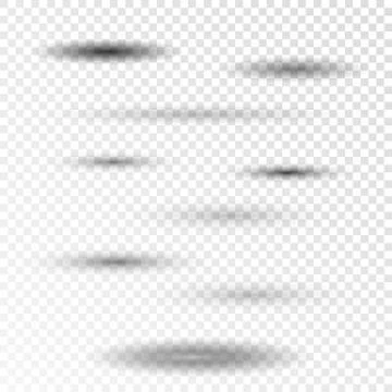 Transparent realistic shadow effect set isolated on transparent background Stock Illustration