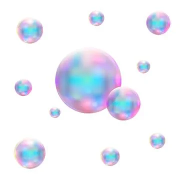 Transparent realistic soap bubbles. Isolated vector Stock Illustration
