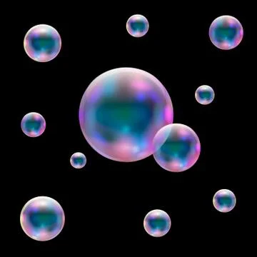 Transparent realistic soap bubbles. Isolated vector i Stock Illustration