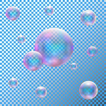Transparent realistic soap bubbles. Isolated vector i Stock Illustration