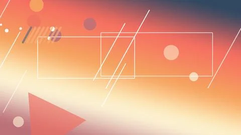 Transparent rectangle outlines float over an orange and cream gradient, sur.. Illustrazione stock