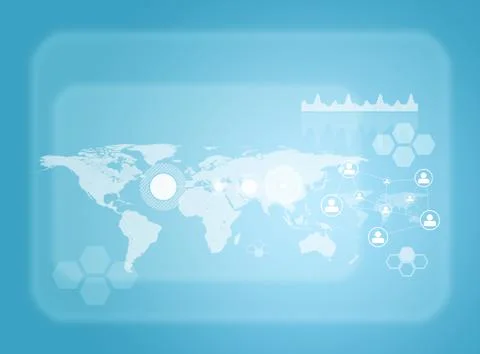 Transparent rectangles, world map, network and other elements 스톡 일러스트