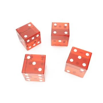 Transparent red cubes on a white background, concept of gambling for example Stock Illustration
