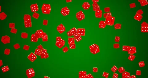 Transparent red dice with many white dots floating in the air as a background or Stock Footage 258092195