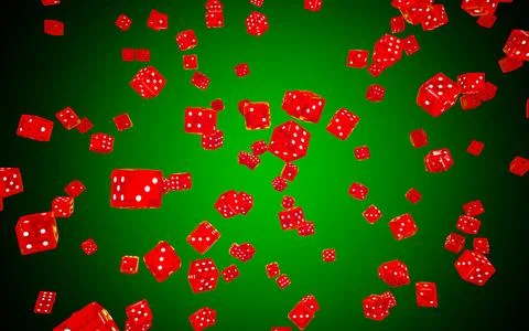 Transparent red dice with many white dots floating in the air as a backgrou.. Stock Illustration