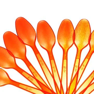 Transparent red spoons Stock Photos