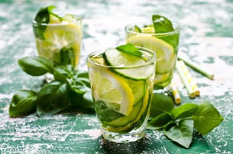 Transparent refreshing drink Foto stock