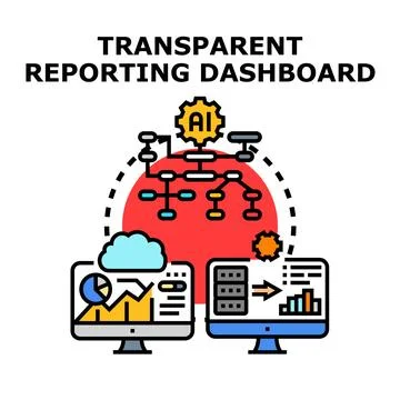 Transparent reporting dashboard with data analytics and ai 스톡 일러스트