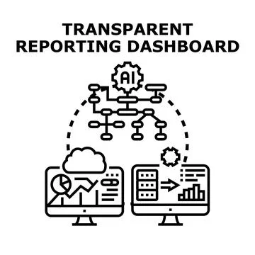 Transparent reporting dashboard with data analytics and ai Stock Illustration
