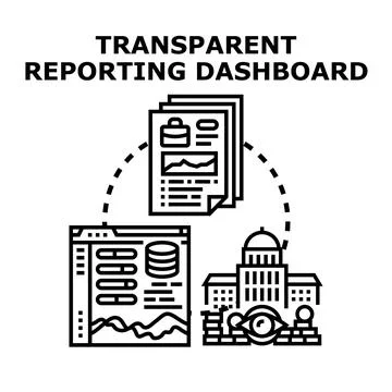 Transparent reporting dashboard with financial analytics and data Stock Illustration