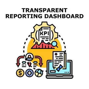 Transparent reporting dashboard showing data analysis and financial metrics Stock Illustration