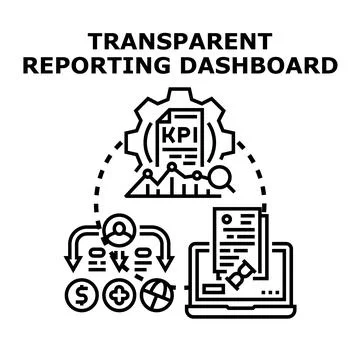 Transparent reporting dashboard showing data analysis and financial metrics Stock Illustration