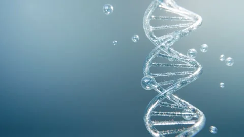 Transparent Rotating DNA Helix Particle Animation in Liquid Stock Footage 325653259