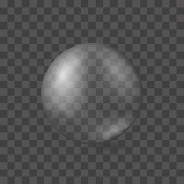 Transparent round ball isolated. Bright sphere geometric empty metal decoration Stock Illustration