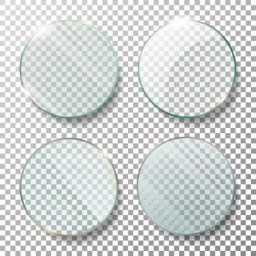 Transparent Round Circle Set Vector Realistic Illustration. Flat Glass Circle Stock Illustration
