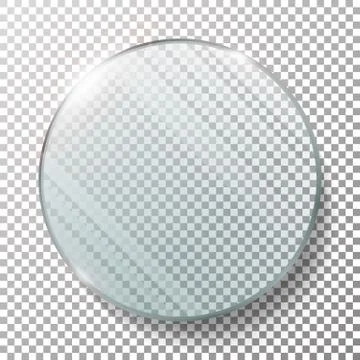 Transparent Round Circle Vector Realistic Illustration. Glass Plate Mock Up Or Stock Illustration